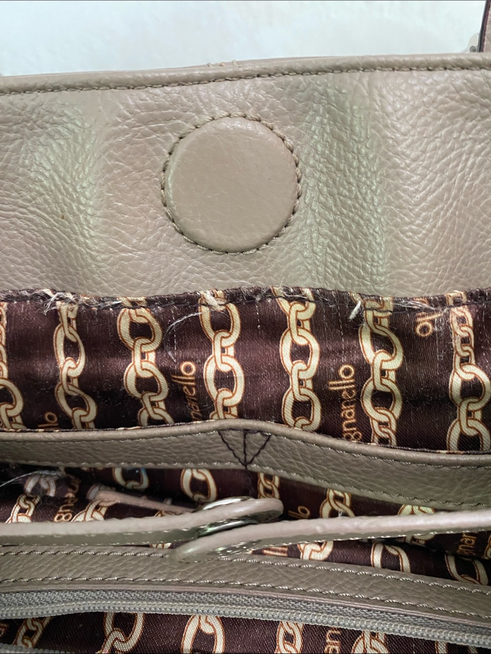 Taupe Pebbled Leather Purse Bag w/Silver Buckle Accents.Very Gently Used & Loved - Picture 10 of 12